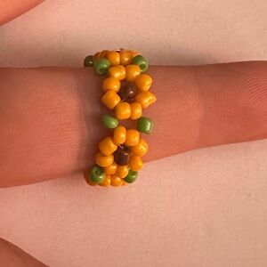Colorful Beaded Flower Ring